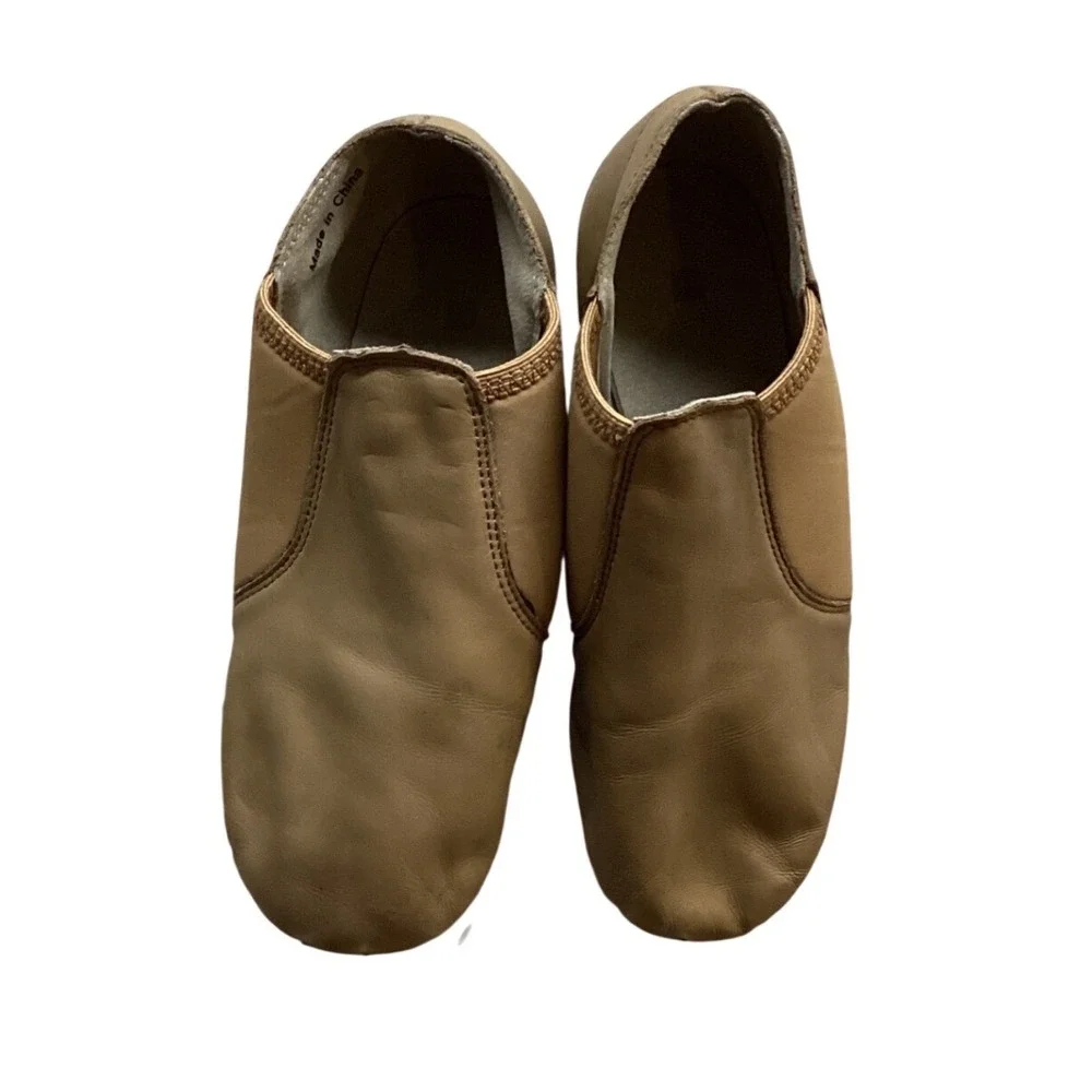 Kids‎ Tan Leather Jazz Dance Shoes Split Sole Slip On